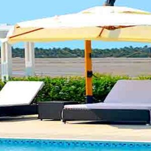 The pool terrace at Hotel Casa do Capitão overlooking Inhambane Bay