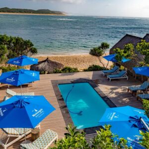 Pool and deck at Machangulo Beach Lodge, Mozambique