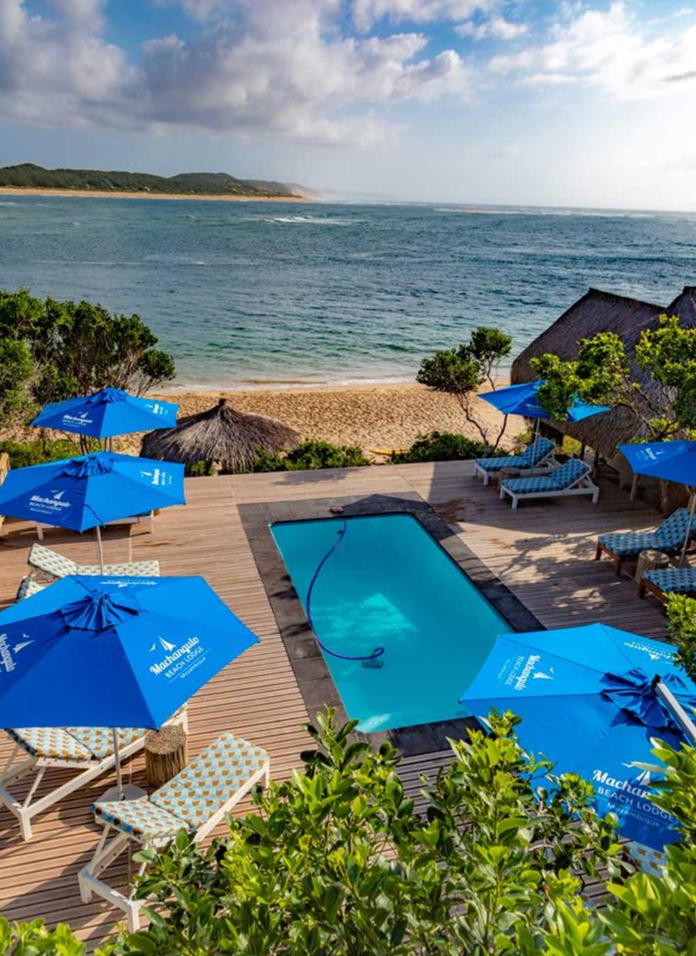 Piscine et terrasse du Machangulo Beach Lodge, Mozambique